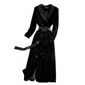 Ženski baršunasti baloni, korejski na vezanje, engleski stil, široki, srednje dužine, ženska odjeća, jesen, zima, novo