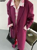 BZVW Temperament Casual Fashion Μωβ Γυναικείο παλτό 2023 Άνοιξη Φθινόπωρο Νέα Παλίρροια Κομψό Σχέδιο High-end Long Windbreaker Γυναικείο