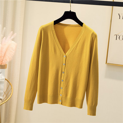 Ανοιξιάτικο φθινόπωρο Causal με λαιμόκοψη Γυναικεία ζακέτα Λεπτή μονόχρωμη μακρυμάνικη μπλούζα λεπτή εφαρμογή παντός τύπου κομψό πλεκτό μπουφάν