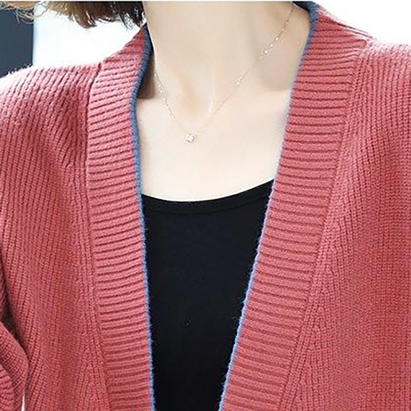 Labavi jednobojni džemper velike veličine Ležeran modni, elegantni pleteni džemper Jednostavna udobna jakna dugih rukava Kardigan