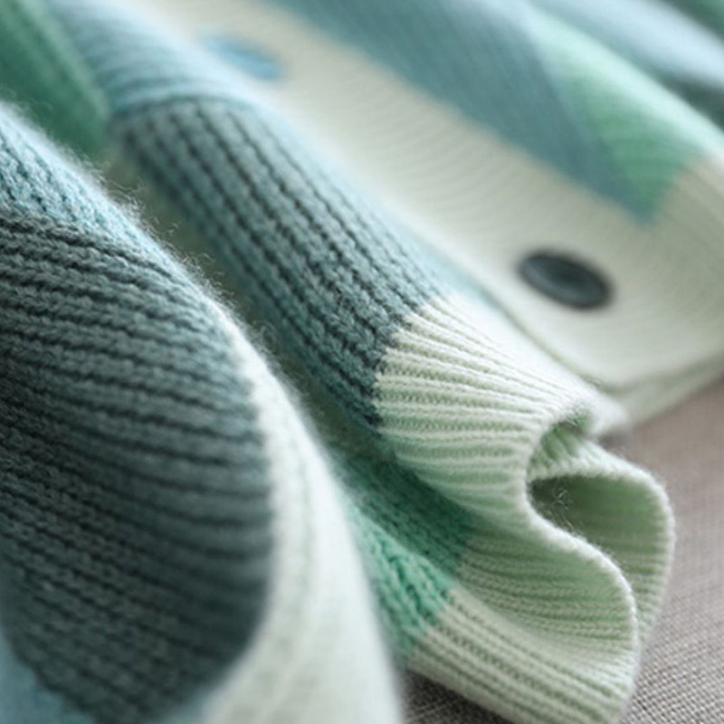 Ženski pulover s korejskim V-izrezom Argyle uzorkom Vintage jesenski široki pleteni kardigan jakna s jednim kopčanjem Ženska majica dugih rukava