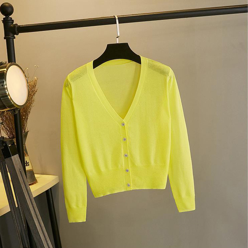 Pleteni bijeli kardigan od ledene svile Ljetni ženski džemper s V izrezom Jednobojni tanki široki šal Kaput za zaštitu od sunca za pješčanu plažu Raznobojni gornji dio