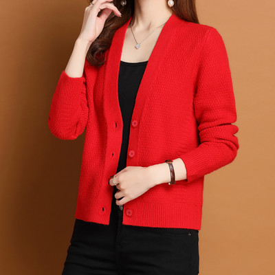 Μόδα vintage κοντό γυναικείο πουλόβερ ζακέτα για άνοιξη και φθινόπωρο Κορεάτικο στυλ μακρυμάνικο Top casual μονό στήθος πλεκτό παλτό