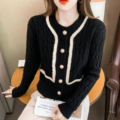 Proljeće jesen Novi temperamentni pleteni džemper Korejski modni vintage plavi sako Kardigan Jednobojni široki tanki gornji dio dugih rukava