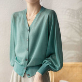 Ανοιξιάτικο και Φθινόπωρο Νέα Πλεκτή Ζακέτα με λαιμόκοψη σε V-λαιμόκοψη Πλεκτό πουλόβερ υψηλών προδιαγραφών All-Match Casual Fashion Loose and Slim Γυναικείο τοπ