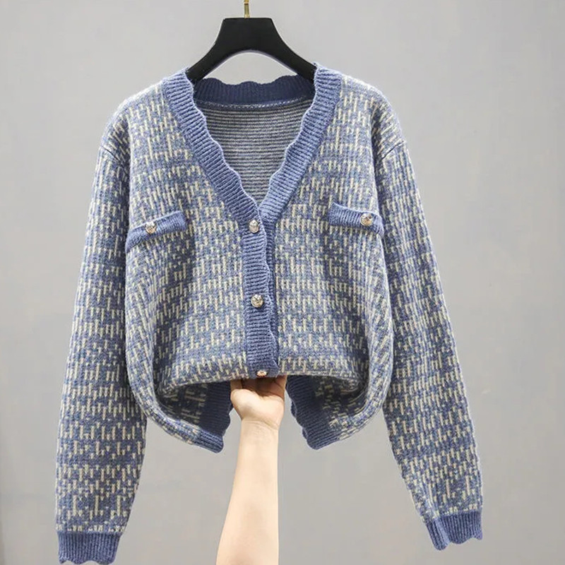 Φθινοπωρινή νέα ρετρό ιδιοσυγκρασία Ζακέτα πουλόβερ Loose Fashion All-Match Μακρυμάνικο Πλεκτό Πουλόβερ Casual Ζακέτα με Ζακέτα