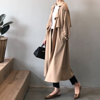 Johnature Κορεατικά Vintage Loose Sashes Γυναικεία Trench 2023 Φθινόπωρο Νέο Φαρδύ γυριστό γιακά Γυναικεία παλτό