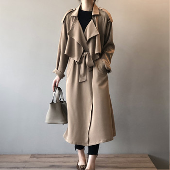 Johnature Κορεατικά Vintage Loose Sashes Γυναικεία Trench 2023 Φθινόπωρο Νέο Φαρδύ γυριστό γιακά Γυναικεία παλτό