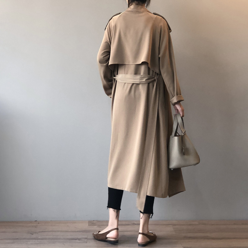 Johnature Κορεατικά Vintage Loose Sashes Γυναικεία Trench 2023 Φθινόπωρο Νέο Φαρδύ γυριστό γιακά Γυναικεία παλτό