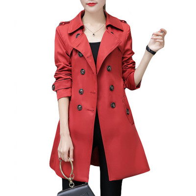 Γυναικεία καμπαρντίνα για το γραφείο Lady Go to Work Νέα μάρκα σχεδιαστή μόδας Classic European Slim Coat Trench Double Breasted Plus