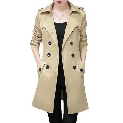 Γυναικεία καμπαρντίνα για το γραφείο Lady Go to Work Νέα μάρκα σχεδιαστή μόδας Classic European Slim Coat Trench Double Breasted Plus