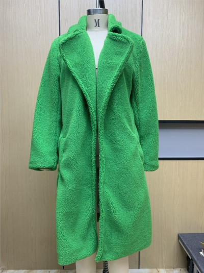 Ležerna bunda od umjetnog krzna za žene 2023. Jesen Zima Nova ženska topla gornja odjeća dugih rukava Modna ženska devina zelena duga vjetrovka