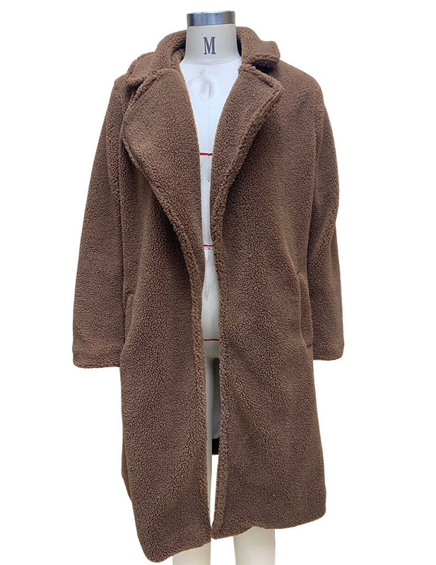 Ležerna bunda od umjetnog krzna za žene 2023. Jesen Zima Nova ženska topla gornja odjeća dugih rukava Modna ženska devina zelena duga vjetrovka