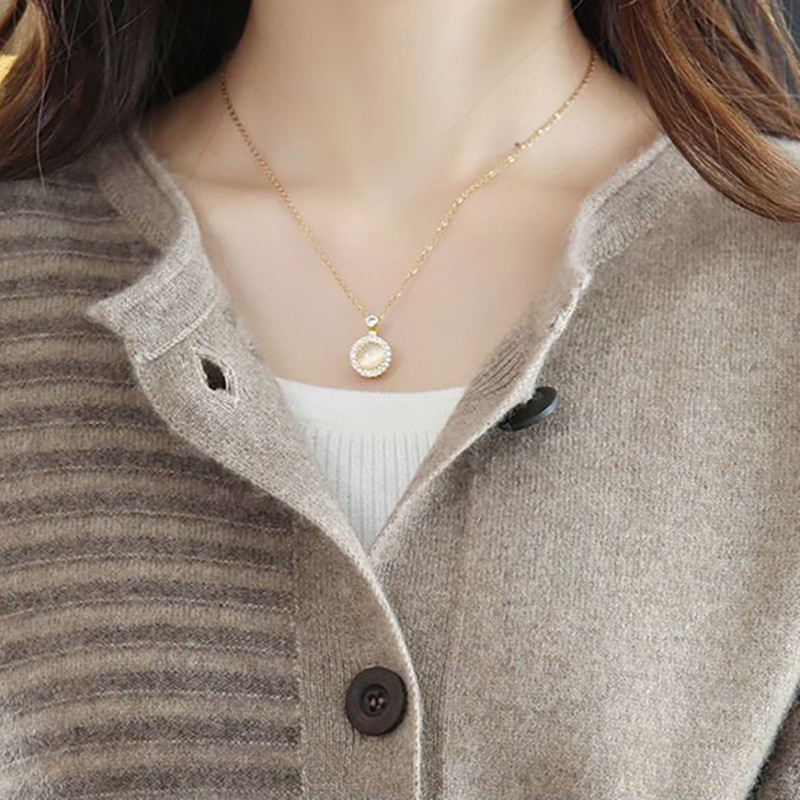 Pavasario rudens naujas megztas megztinis apvalia kakle Laisvas plonas dryžuotas moteriškas megztas paltas Laisvalaikio mados Elegantiškas moteriškas švarkas megztinis