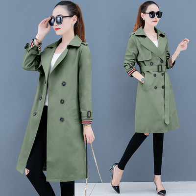 Κορεατική έκδοση Windbreaker Γυναικεία μεσαία μακριά 2023 Άνοιξη φθινόπωρο Νέα καμπαρντίνα για γυναίκες Βρετανικού στυλ Μικρού ταμπεραμέντου παλτό