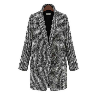 Καρό καμπαρντίνα Ευρωπαϊκού και Αμερικάνικου Στυλ Γυναικεία V Λαιμόκοψη Clark Βαμβακερό μάλλινο ύφασμα Παχύ MID Long Outwear S-2XL