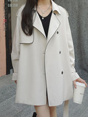 LANMREM kratki trenč kaput za žene Jednobojna vjetrovka s otvorenim ovratnikom s remenom u korejskom stilu 2L1101