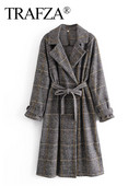 TRAFZA 2023 sügismoe mantel naistele hagijas hammaste pikkade varrukatega revöörihm Elegantne vabaaja disainiga šikk naiste tuulejakk