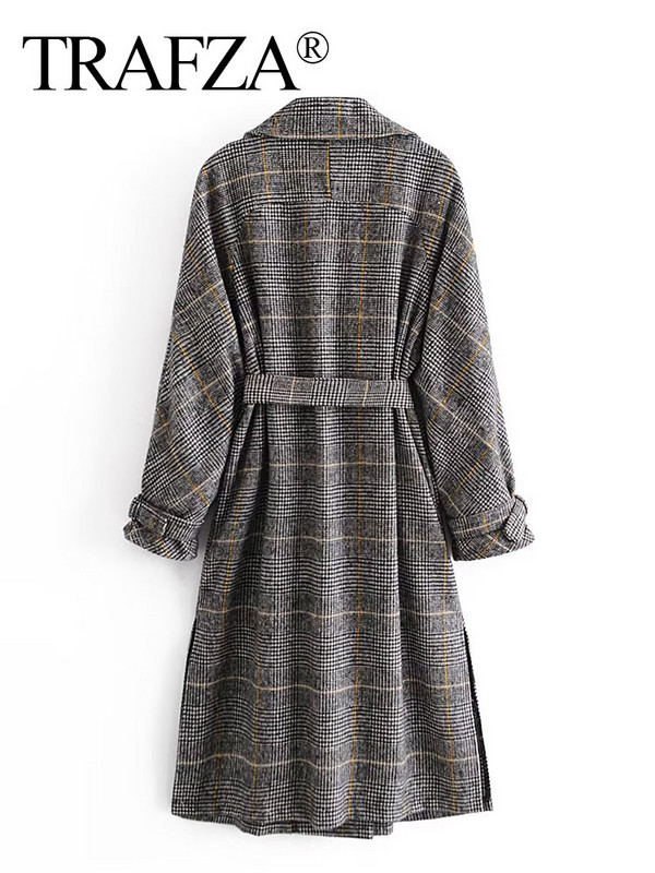 TRAFZA 2023 sügismoe mantel naistele hagijas hammaste pikkade varrukatega revöörihm Elegantne vabaaja disainiga šikk naiste tuulejakk