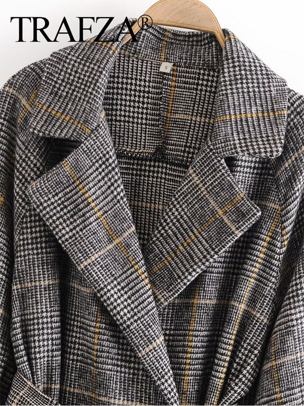 TRAFZA 2023 sügismoe mantel naistele hagijas hammaste pikkade varrukatega revöörihm Elegantne vabaaja disainiga šikk naiste tuulejakk