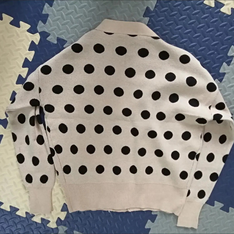 Kratki pleteni kardigan s ispisom točkica Ženski vintage veste s V-izrezom i jakne s dugim rukavima Modni ležerni divlji kaput proljeće jesen