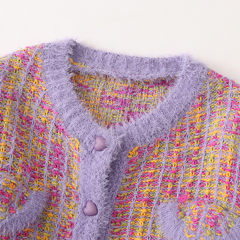 Dizajnerski pulover Korejski modni kratki pleteni kardigan Elegantni mali mirisni kaput Ljubičasti pulover Jesensko-zimski slatki top