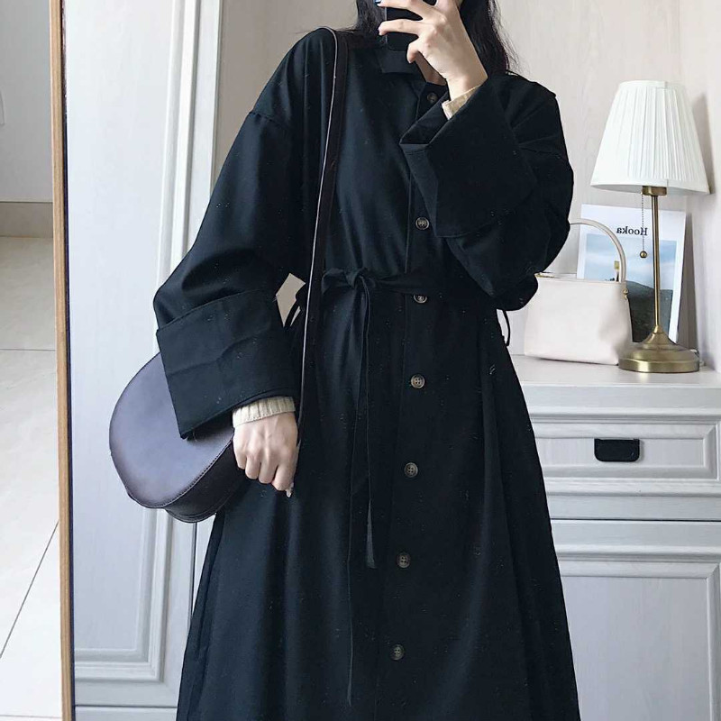 Trench Naiste Elegantne Vintage hubane Korea Sügis Naiselik Lihtne Pikk Stiil Soliidne Mood Kuum Soodus Paar Tänavarõivad Välisrõivad Kpop
