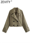 ZEVITY Γυναικεία Μόδα Στριφογυριστός Γιακάς Διπλό Στήθος Κοντό Αντιανεμικό Μπουφάν Γυναικείο Κομψό Εξωτερικό Παλτό Τροφωτό Μπλούζες CT5211