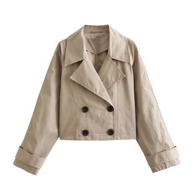 ZEVITY Γυναικεία Μόδα Στριφογυριστός Γιακάς Διπλό Στήθος Κοντό Αντιανεμικό Μπουφάν Γυναικείο Κομψό Εξωτερικό Παλτό Τροφωτό Μπλούζες CT5211