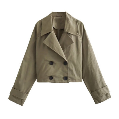 ZEVITY Γυναικεία Μόδα Στριφογυριστός Γιακάς Διπλό Στήθος Κοντό Αντιανεμικό Μπουφάν Γυναικείο Κομψό Εξωτερικό Παλτό Τροφωτό Μπλούζες CT5211