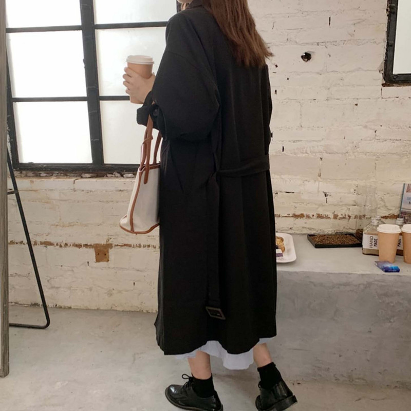 Proljeće Žene iznad koljena Trench engleski stil Kaput s dvostrukim kopčanjem Elegantna vjetrovka s ovratnikom na ovratnik za sve kombinacije Ženstvena