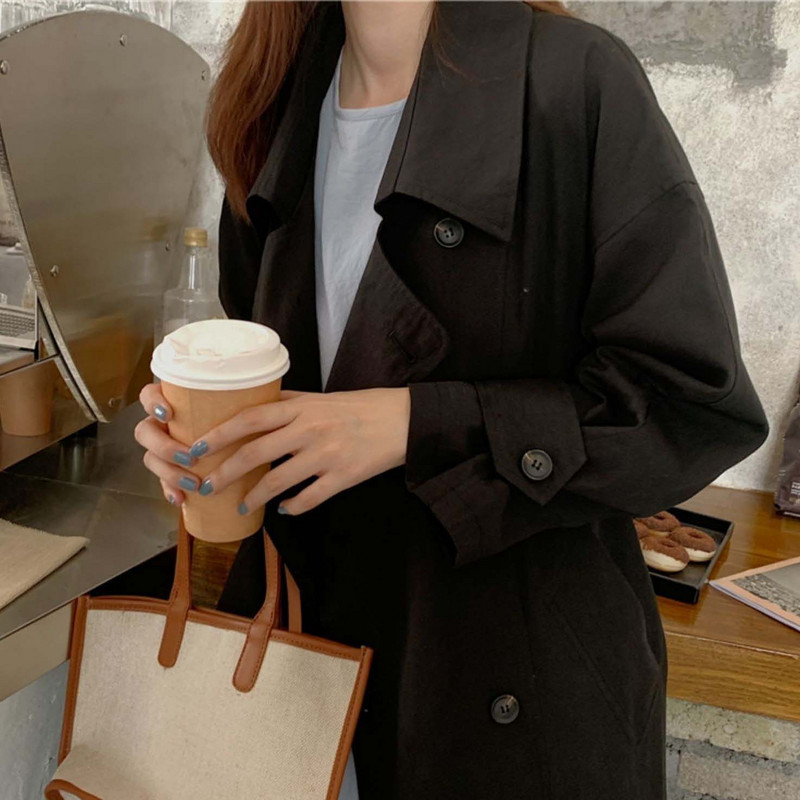 Proljeće Žene iznad koljena Trench engleski stil Kaput s dvostrukim kopčanjem Elegantna vjetrovka s ovratnikom na ovratnik za sve kombinacije Ženstvena