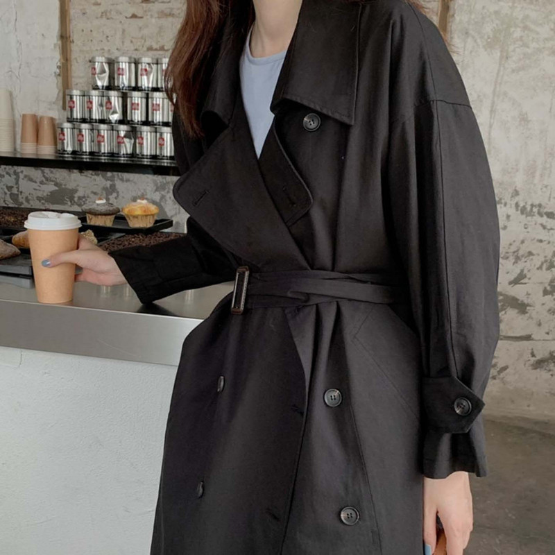 Proljeće Žene iznad koljena Trench engleski stil Kaput s dvostrukim kopčanjem Elegantna vjetrovka s ovratnikom na ovratnik za sve kombinacije Ženstvena