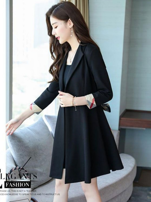 Korejska moda Klasični uredski posao Ujednačeni Chic Elegantni temperamentni modni jednobojni rever Harajuku Streetwear Kaputi Novo