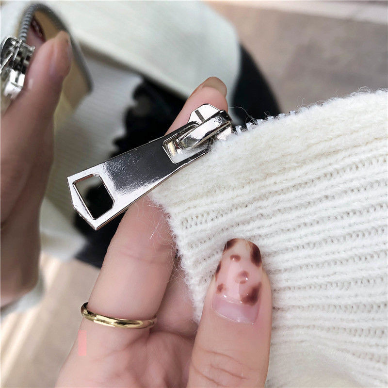 Proljeće jesen Ležerna pletena kratka jakna s patentnim zatvaračem s visokim ovratnikom Ženska modna mekana pulover dugih rukava Divlji kardigan Top pletivo