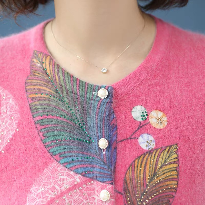 Πλεκτή ζακέτα Γυναικεία πουλόβερ Κομψό O λαιμό μακρυμάνικο φαρδύ λεπτό παλτό Φθινοπωρινή χειμωνιάτικη μόδα λουλούδι στάμπα Top Plus Size Γυναικείο