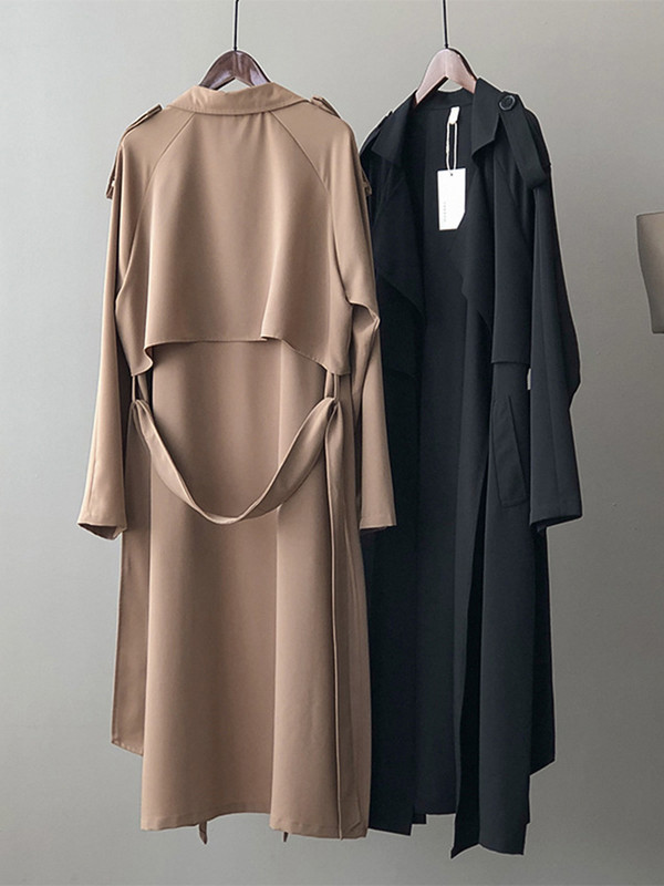 Kevadine naiste pikk tuulejakk Moodne tuulekindel retro eriti suure taskuga Elegantne õhuke kontorimantel vööga Briti 2023 uus