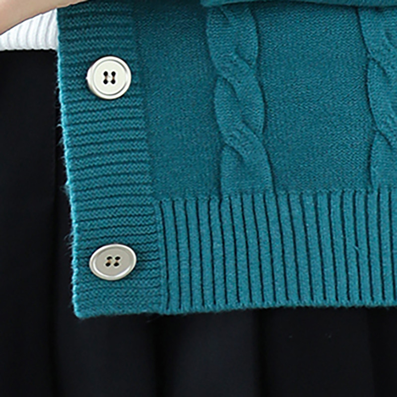 Πλεκτό Ζακέτα Γυναικεία Πουλόβερ Plus Size Κεντημένο Φαρδύ μακρυμάνικο παλτό Κομψό κοντό μπλουζάκι με λαιμόκοψη σε Ο, μονό στήθος