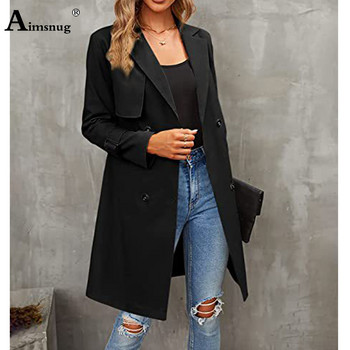 Γυναικείες μακριές καμπαρντίνες Kpop Fashion Street Basic Jackets with Belt 2023 Triple Breasted Tops Outerwear Girls Windbreaker Coat