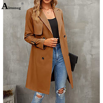 Ženski dugi trenč kaputi Kpop modne ulične osnovne jakne s remenom Gornja odjeća s trostrukim kopčanjem 2023. Kaput s vjetrovkama za djevojčice