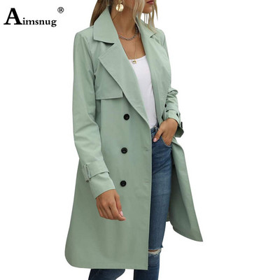 Ženski dugi trenč kaputi Kpop modne ulične osnovne jakne s remenom Gornja odjeća s trostrukim kopčanjem 2023. Kaput s vjetrovkama za djevojčice