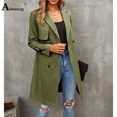 Ženski dugi trenč kaputi Kpop modne ulične osnovne jakne s remenom Gornja odjeća s trostrukim kopčanjem 2023. Kaput s vjetrovkama za djevojčice