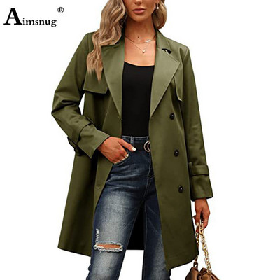 Ženski dugi trenč kaputi Kpop modne ulične osnovne jakne s remenom Gornja odjeća s trostrukim kopčanjem 2023. Kaput s vjetrovkama za djevojčice