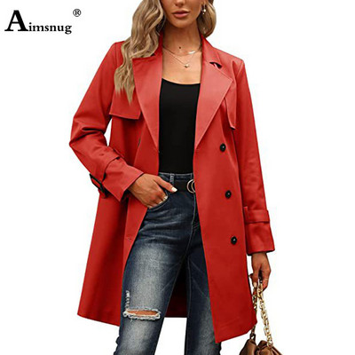 Ženski dugi trenč kaputi Kpop modne ulične osnovne jakne s remenom Gornja odjeća s trostrukim kopčanjem 2023. Kaput s vjetrovkama za djevojčice