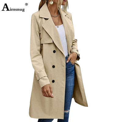 Ženski dugi trenč kaputi Kpop modne ulične osnovne jakne s remenom Gornja odjeća s trostrukim kopčanjem 2023. Kaput s vjetrovkama za djevojčice