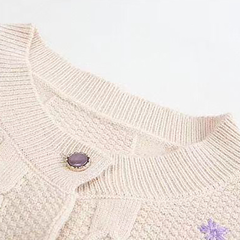 Kevad-sügis suures suuruses lahtine kootud kardigan vabaaja mood tikandid kampsun jakk Elegantne kaelusega pikkade varrukatega naiste topp