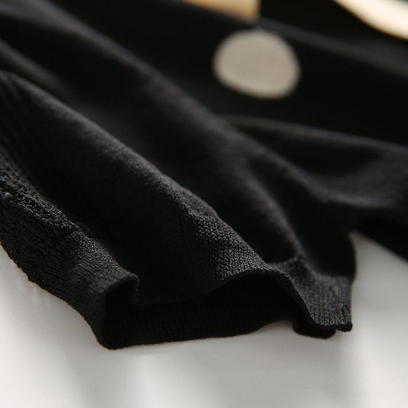 Ljetni ženski korejski modni kardigan s točkicama kratkih rukava i mašnom s V-izrezom Ice svileni tanki pleteni pulover Elegantna retro ženska majica