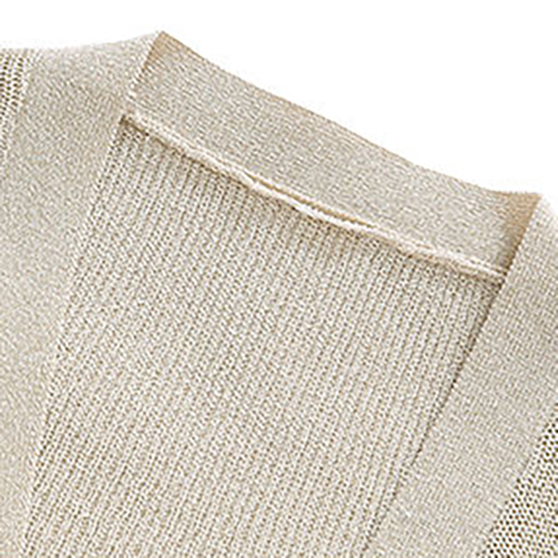 Tanki ženski pleteni kardigan od ledene svile Široki i moderan pulover s V-izrezom, jednobojna, ležerna ženska majica za sunčanje