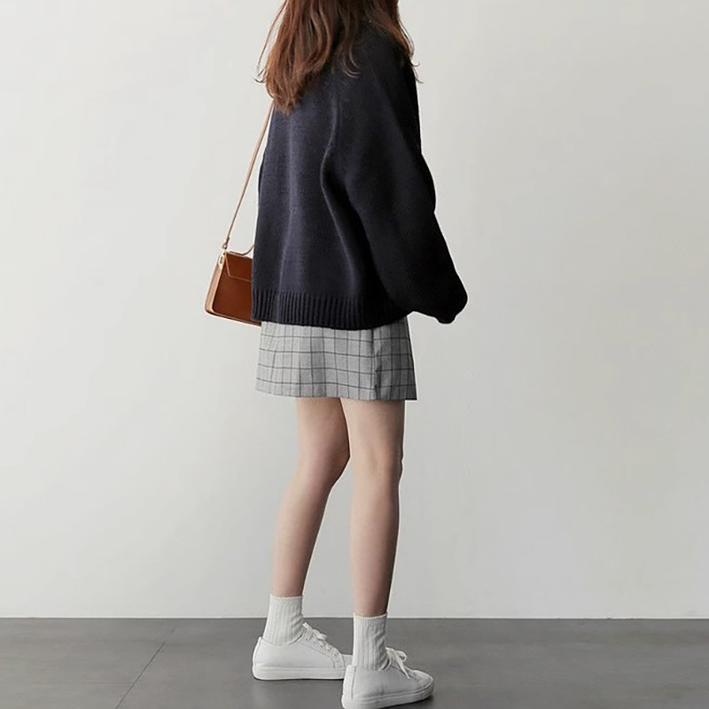 Κορεάτικο Φθινοπωρινό Χειμερινό Κομψό Χαλαρό Κοντό Ζακέτα Μονόχρωμη Μονόχρωμη Πλεκτή Ζακέτα Πανωφόρι Φοιτητικό παντός αγώνα