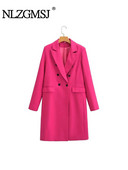 Nlzgmsj TRAF Γυναικεία Μόδα Καμπαρντίνα με διπλό στήθος Γυναικεία vintage μακρυμάνικο τσέπες με πτερύγιο γυναικείο πανωφόρι κομψό πανωφόρι